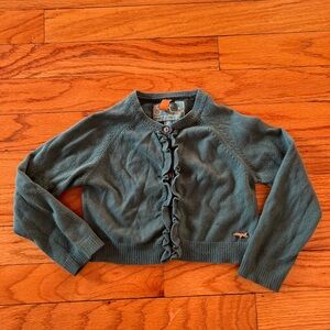 Mayoral Forest Green Knits Cardigan with ruffles & hidden buttons down front